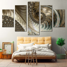 Load image into Gallery viewer, elegant abstract canvas wall art brown yellow abstract fractal design 5 piece canvas set luxury abstract canvas print For Bedroom
