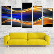 Load image into Gallery viewer, elegant abstract canvas wall art dynamic abstract energy 5 piece canvas orange blue bright abstract graphic canvas print In Living Room
