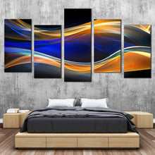 Load image into Gallery viewer, elegant abstract canvas wall art dynamic abstract energy 5 piece canvas orange blue bright abstract graphic canvas print For Your Bedroom
