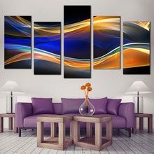 Load image into Gallery viewer, elegant abstract canvas wall art dynamic abstract energy 5 piece canvas orange blue bright abstract graphic canvas print For Living Room
