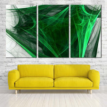 Load image into Gallery viewer, elegant abstract canvas wall art green bright abstract fractal 3 piece canvas print black abstract digital artwork canvas set In Living Room
