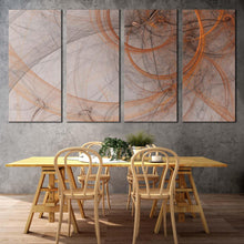 Load image into Gallery viewer, elegant abstract canvas wall art grey abstract fractal 4 piece multi canvas yellow modern circle abstract canvas print For Your Dining Room
