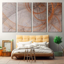 Load image into Gallery viewer, elegant abstract canvas wall art grey abstract fractal 4 piece multi canvas yellow modern circle abstract canvas print For Bedroom
