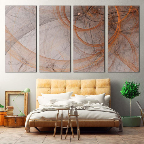 elegant abstract canvas wall art grey abstract fractal 4 piece multi canvas yellow modern circle abstract canvas print For Bedroom