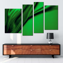 Load image into Gallery viewer, elegant abstract canvas wall art luxurious abstract liquid art print abstract green wavy folds 4 piece multiple canvas in living room
