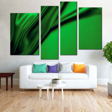 Load image into Gallery viewer, elegant abstract canvas wall art luxurious abstract liquid art print abstract green wavy folds 4 piece multiple canvas for living room
