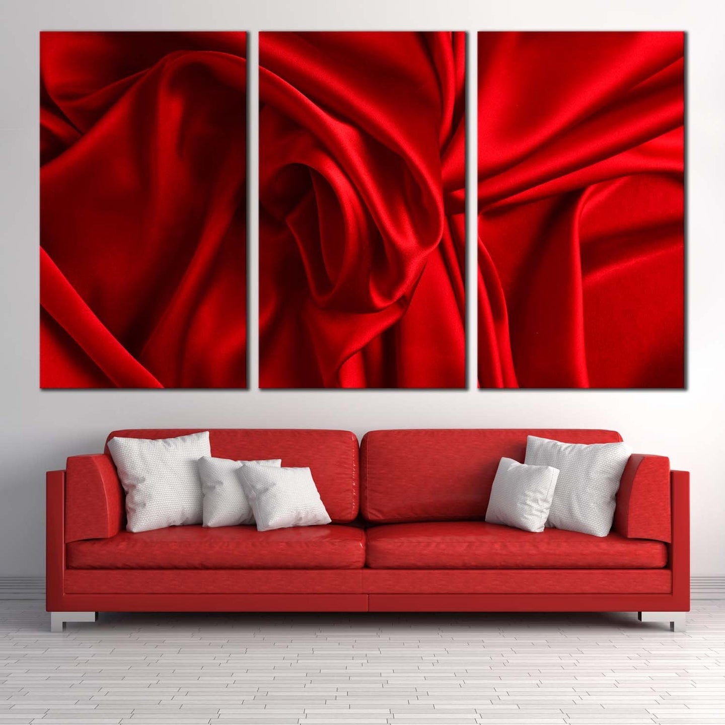 elegant abstract canvas wall art red abstract wavy folds 3 piece canvas set abstract digital canvas artwork In Living room