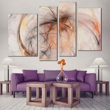 Load image into Gallery viewer, elegant abstract canvas wall art white abstract fractal 4 piece canvas print contemporary orange modern abstract multiple canvas
