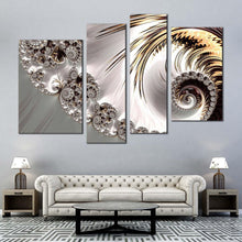 Load image into Gallery viewer, elegant abstract canvas wall art white digital abstract art canvas set infinity fractal abstract canvas print grey abstract swirl 4 piece canvas
