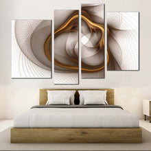 Load image into Gallery viewer, elegant abstract canvas wall art yellow digital artwork graphic canvas set symmetrical abstract 4 piece canvas dynamic abstract pattern multi canvas for bedroom
