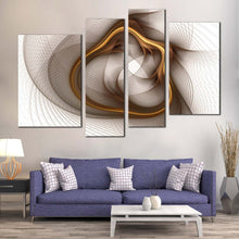 Load image into Gallery viewer, elegant abstract canvas wall art yellow digital artwork graphic canvas set symmetrical abstract 4 piece canvas dynamic abstract pattern multi canvas
