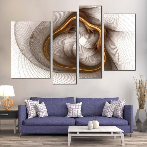 elegant abstract canvas wall art yellow digital artwork graphic canvas set symmetrical abstract 4 piece canvas dynamic abstract pattern multi canvas