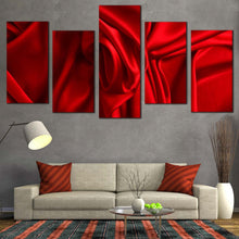 Load image into Gallery viewer, elegant design canvas print abstract background luxury 5 piece canvas wall art red abstract wavy fold multi canvas In Living Room
