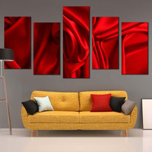 Load image into Gallery viewer, elegant design canvas print abstract background luxury 5 piece canvas wall art red abstract wavy fold multi canvas For Your Living room
