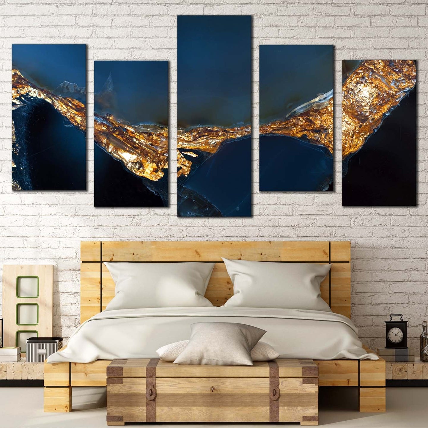 elegant gemstone canvas print yellow elegant marble canvas set abstract jewel stone 5 piece multi canvas blue agate stone canvas wall art For Bedroom