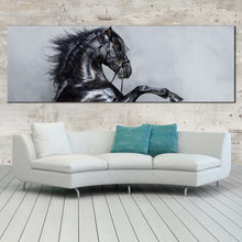 Load image into Gallery viewer, elegant  horse  canvas  wall  art  black  horse  side  portrait  1  piece  canvas  print  grey  shinny  horse  canvas  artwork For Living Room
