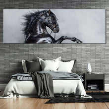 Load image into Gallery viewer, elegant  horse  canvas  wall  art  black  horse  side  portrait  1  piece  canvas  print  grey  shinny  horse  canvas  artwork For Bedroom
