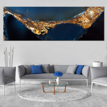 Load image into Gallery viewer, elegant  marble  canvas  wall  art  yellow  abstract  jewel  stone  panoramic  canvas  print  blue  abstract  agate  close  up  wide  canvas  artwork For Living Room
