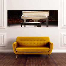 Load image into Gallery viewer, elegant  piano  canvas  wall  art  grand  white  piano  1  piece  wide  canvas  brown  chairs  piano  concert  canvas  print For Living Room
