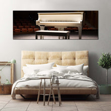 Load image into Gallery viewer, elegant  piano  canvas  wall  art  grand  white  piano  1  piece  wide  canvas  brown  chairs  piano  concert  canvas  print In Bedroom
