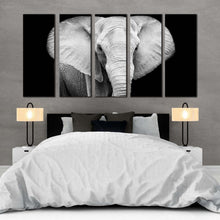 Load image into Gallery viewer, elephant animal canvas wall art grey elephant art print elephant black and white 5 piece canvas set elephant front multiple canvas For Bedroom
