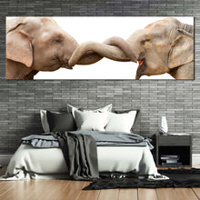 Load image into Gallery viewer, elephant  kissing  canvas  wall  art  grey  brown  elephants  love  canvas  artwork  elephant  couple  1  piece  canvas  print For Bedroom
