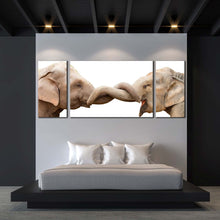 Load image into Gallery viewer, elephant  love  canvas  wall  art  grey  brown  elephant  profile  3  piece  canvas  set  elephant  hug  canvas  print For Living Room
