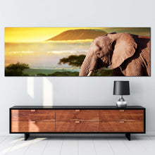 Load image into Gallery viewer, elephant  profile  canvas  wall  art  brown  elephant  art  print  yellow  sunset  elephant  scenery  1  piece  canvas  artwork For Living Room
