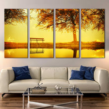 Load image into Gallery viewer, empty bench tree river landscape canvas print artwork For Living room
