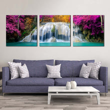 Load image into Gallery viewer, erawan  falls  canvas  wall  art  thailand  waterfall  canvas  print  colorful  autumn  forest  waterfall  3  piece  multi  canvas For Living Room
