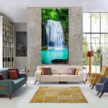 Load image into Gallery viewer, erawan  waterfall  canvas  wall  art  river  kwai  1  piece  canvas  print  white  erawan  national  park  waterfall  wide  canvas  thailand  green  forest  canvas  artwork In Living Room
