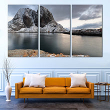 Load image into Gallery viewer, fishing village in Lofoten Norway sky mountain 3 piece Wall Decor In Living Room
