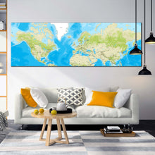 Load image into Gallery viewer, flat  earth  canvas  wall  art  green  blue  world  map  digital  painting  canvas  artwork  earth  map  1  piece  canvas  print For Living Room
