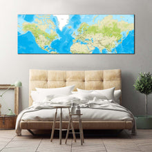 Load image into Gallery viewer, flat  earth  canvas  wall  art  green  blue  world  map  digital  painting  canvas  artwork  earth  map  1  piece  canvas  print In Bedroom
