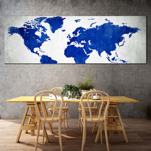 Load image into Gallery viewer, flat  earth  canvas  wall  art  white  abstract  world  map  1  piece  canvas  blue  world  canvas  print In Dinning Room
