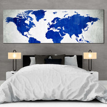 Load image into Gallery viewer, flat  earth  canvas  wall  art  white  abstract  world  map  1  piece  canvas  blue  world  canvas  print For Bedroom
