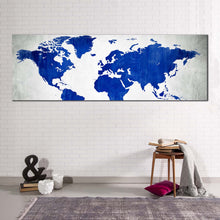 Load image into Gallery viewer, flat  earth  canvas  wall  art  white  abstract  world  map  1  piece  canvas  blue  world  canvas  print For Living Room
