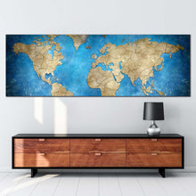 Load image into Gallery viewer, flat  world  canvas  wall  art  green  world  map  1  piece  canvas  artwork  white  background  detailed  world  map  canvas  print For Living Room
