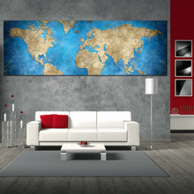 Load image into Gallery viewer, flat  world  canvas  wall  art  green  world  map  1  piece  canvas  artwork  white  background  detailed  world  map  canvas  print In Living Room
