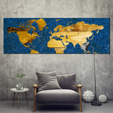 Load image into Gallery viewer, flat  world  canvas  wall  art  yellow  vintage  world  map  1  piece  canvas  print  blue  abstract  flat  earth  wide  canvas For Living Room
