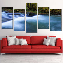 Load image into Gallery viewer, forest  river  canvas  wall  art  green  nature  central  balkan  river  5  piece  canvas  blue  waterfall  scenery  canvas  print For Living Room
