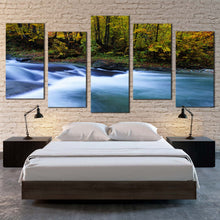 Load image into Gallery viewer, forest  river  canvas  wall  art  green  nature  central  balkan  river  5  piece  canvas  blue  waterfall  scenery  canvas  print For Bedroom
