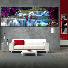 Load image into Gallery viewer, forest  waterfall  canvas  wall  art  blue  huay  mae  kamin  waterfall  canvas  print  thailand  purple  autumn  scenery  waterfall  1  piece  canvas In Living Room
