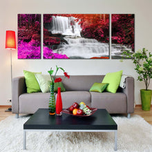 Load image into Gallery viewer, forest  waterfall  canvas  wall  art  thailand  colorful  waterfall  scenery  3  piece  canvas  print  mun  dang  waterfall  multi  canvas In Living Room
