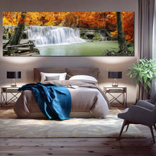 Load image into Gallery viewer, forest  waterfall  canvas  wall  art  thailand  orange  forest  in  autumn  canvas  print  green  lake  river  1  piece  canvas  artwork For Bedroom
