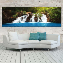 Load image into Gallery viewer, forest  waterfall  canvas  wall  art  waterfall  blue  water  1  piece  canvas  streaming  water  green  forest  canvas  print For Your Living Room
