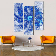 Load image into Gallery viewer, fractal  abstract  canvas  print  blue  abstract  circles  3  piece  canvas  wall  art  white  abstract  bright  graphics  triptych  canvas For Living Room
