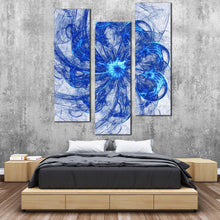 Load image into Gallery viewer, fractal  abstract  canvas  print  blue  abstract  circles  3  piece  canvas  wall  art  white  abstract  bright  graphics  triptych  canvas For Bedroom
