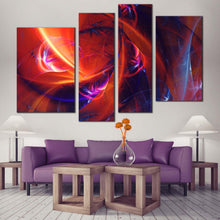 Load image into Gallery viewer, fractal abstract canvas wall art abstract patterns design 4 piece canvas red blue bright abstract glow canvas print for your living room 
