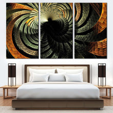 Load image into Gallery viewer, fractal abstraction canvas print fractal illustration abstract digital graphic 3 piece canvas wall art grey black abstract pattern multiple canvas In Bedroom
